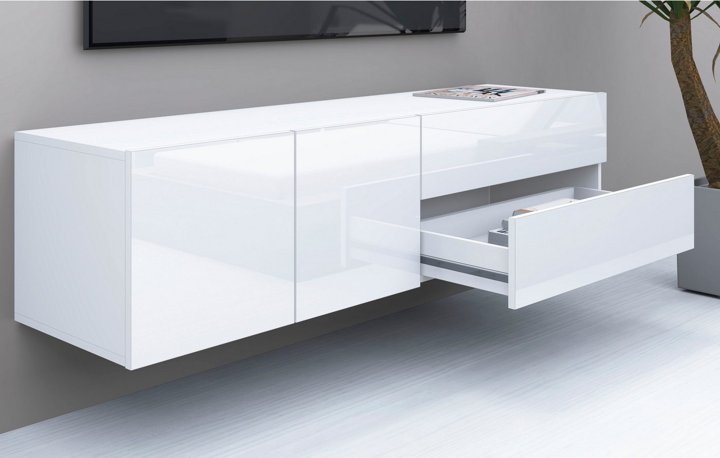 borchardt Möbel Lowboard Sophia, TV-Schrank Breite 152 cm, Breite 152 cm, hängend montierbar – Bild 4 von 5