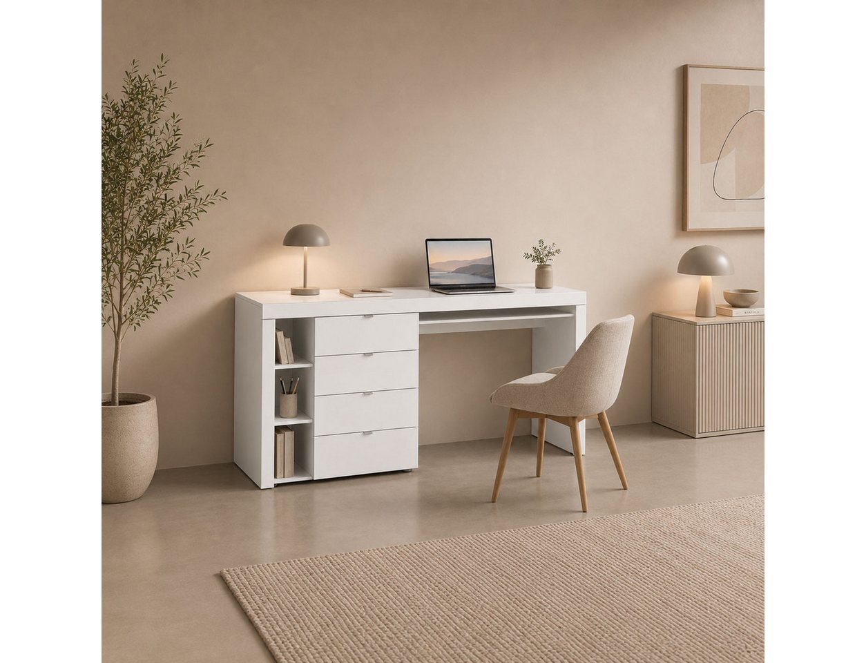 borchardt Möbel Schreibtisch Dolly, mit 3 Fächern und 4 Schubkästen – Bild 4 von 5