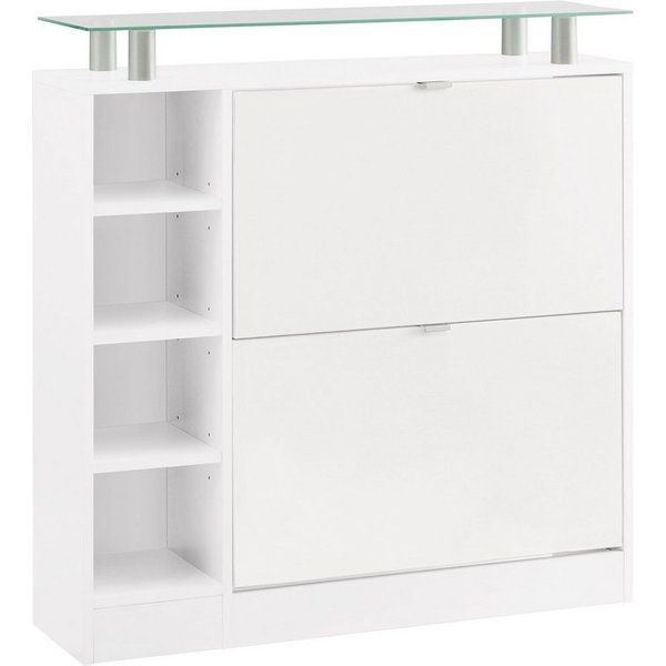 borchardt Möbel Schuhschrank Dolly, Schuhregal, Schuhkipper mit Glasablage und Metallgriffen Breite 89 cm