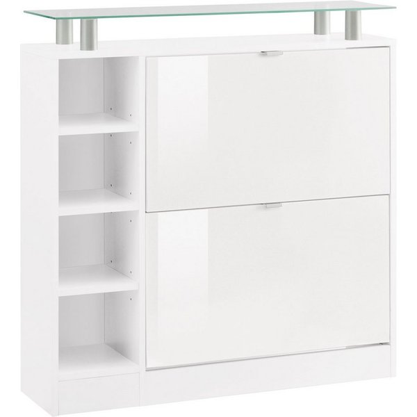 borchardt Möbel Schuhschrank Dolly, Schuhregal, Schuhkipper mit Glasablage und Metallgriffen Breite 89 cm