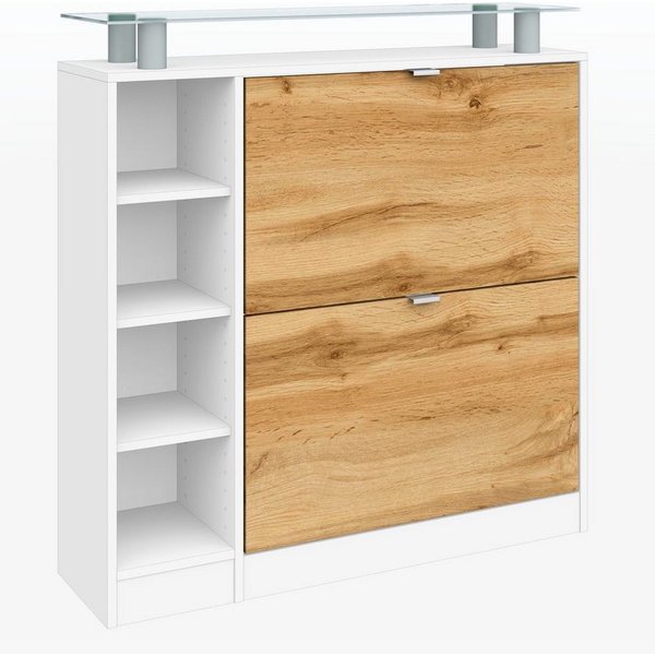 borchardt Möbel Schuhschrank Dolly, Schuhregal, Schuhkipper mit Glasablage und Metallgriffen Breite 89 cm