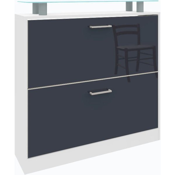borchardt Möbel Schuhschrank Finn, Schuhregal, Schuhkipper für 12-16 Paar Schuhe Breite 89 cm, mit Glasablage