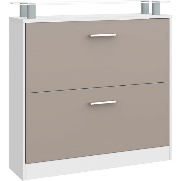 borchardt Möbel Schuhschrank Finn, Schuhregal, Schuhkipper für 12-16 Paar Schuhe Breite 89 cm, mit Glasablage