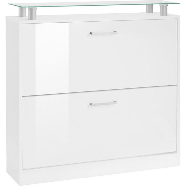borchardt Möbel Schuhschrank Finn, Schuhregal, Schuhkipper für 12-16 Paar Schuhe Breite 89 cm, mit Glasablage