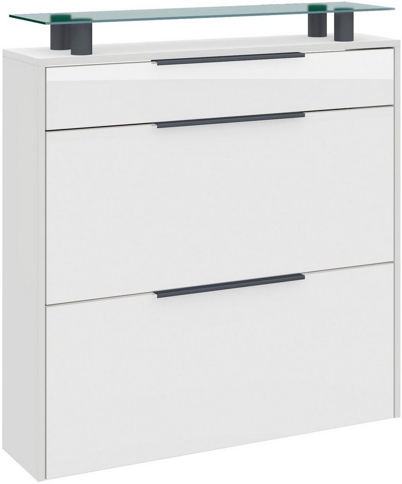 borchardt Möbel Schuhschrank Tom, Hängeschrank mit Glasablage und Metallgriffen – Bild 2 von 5