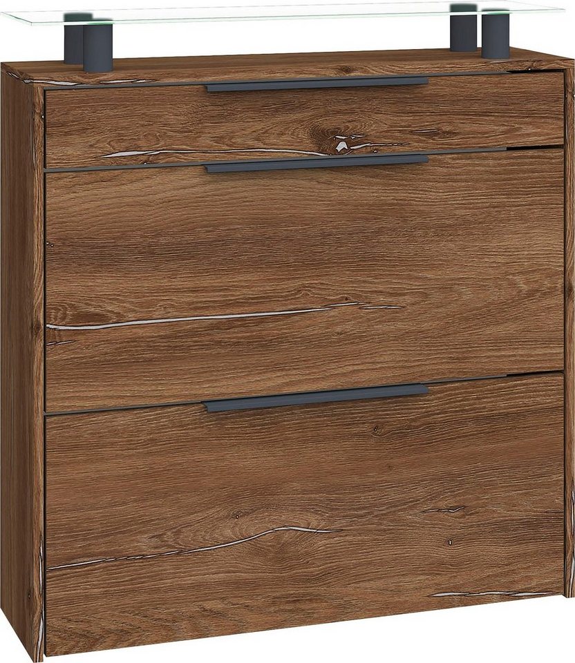 borchardt Möbel Schuhschrank Tom, Hängeschrank mit Glasablage und Metallgriffen – Bild 2 von 5