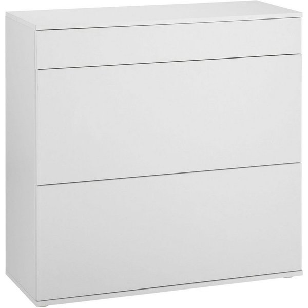borchardt Möbel Schuhschrank Torben, Schuhregal mit 4 Fächern für ca. 16 Paar Schuhe, Breite 89 cm Push-to-open-Funktion, Schubkasten, 2 Klappen, 2 verstellbare