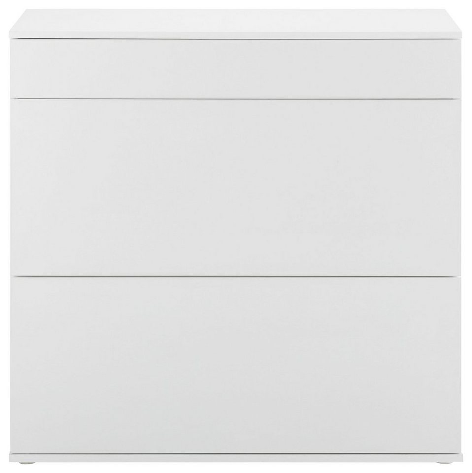 borchardt Möbel Schuhschrank Torben, Schuhregal mit 4 Fächern für ca. 16 Paar Schuhe, Breite 89 cm Push-to-open-Funktion, Schubkasten, 2 Klappen, 2 verstellbare – Bild 4 von 5