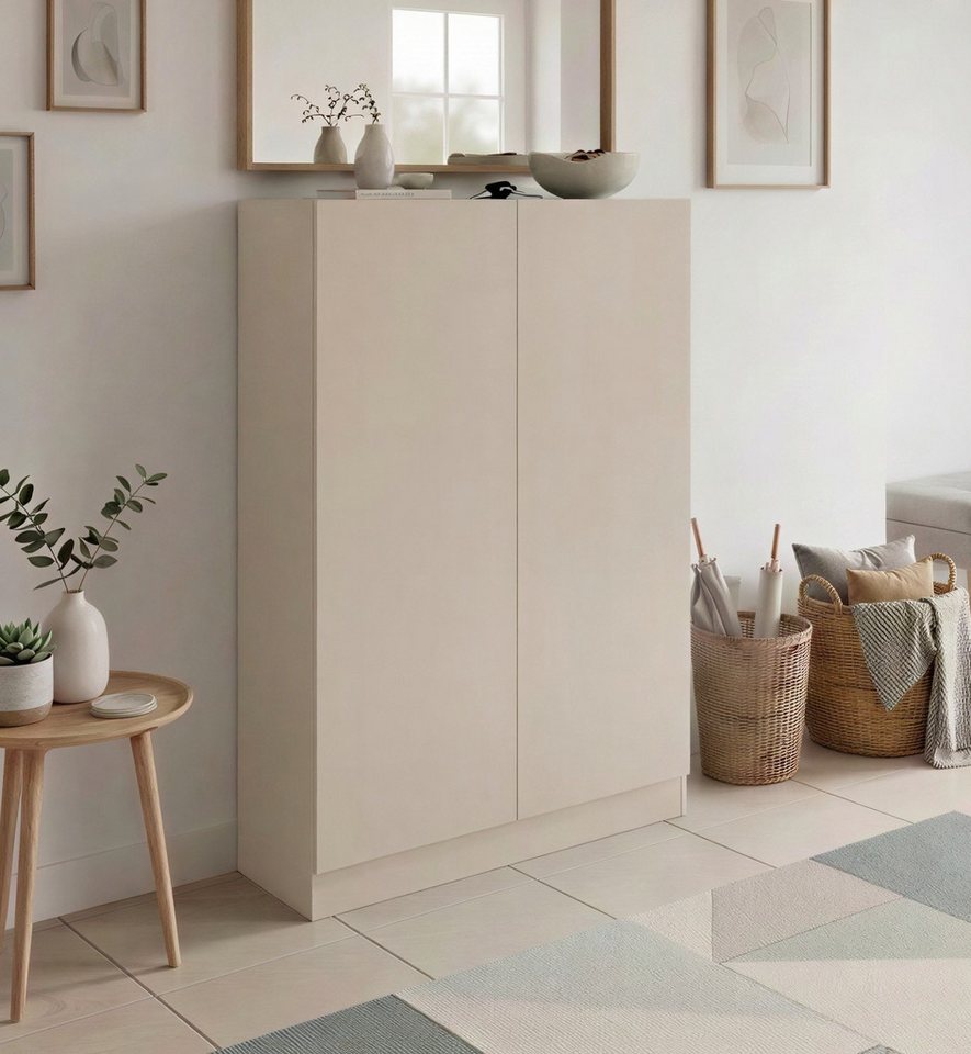 borchardt Möbel Schuhschrank Vaasa, Breite 76 cm, Höhe 120 cm, 6 Fächer viel Stauraum, grifflos mit push-to-open, verstellbare Einlegeböden – Bild 4 von 5
