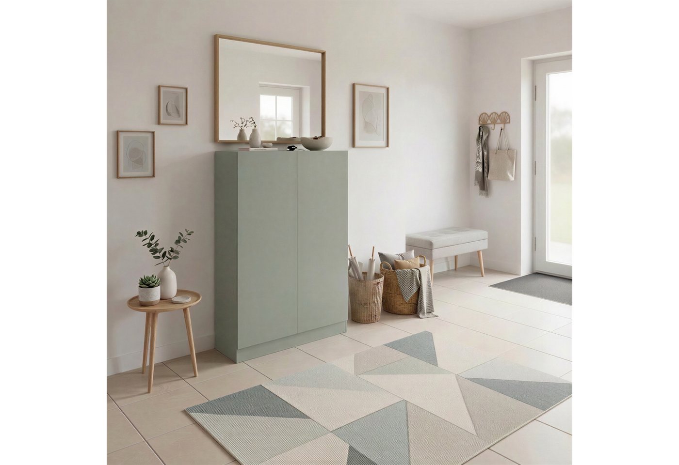 borchardt Möbel Schuhschrank Vaasa, Breite 76 cm, Höhe 120 cm, 6 Fächer viel Stauraum, grifflos mit push-to-open, verstellbare Einlegeböden – Bild 4 von 5