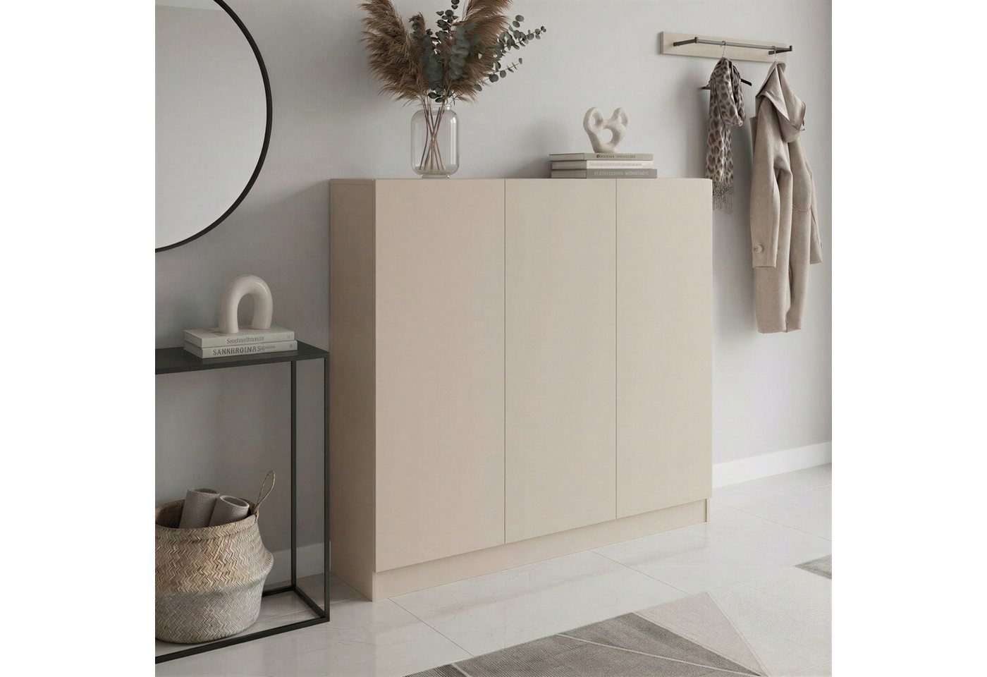 borchardt Möbel Schuhschrank Vaasa, Breite 114 cm, Höhe 120 cm, 12 Fächer viel Stauraum, grifflos mit push-to-open, verstellbare Einlegeböden – Bild 4 von 5
