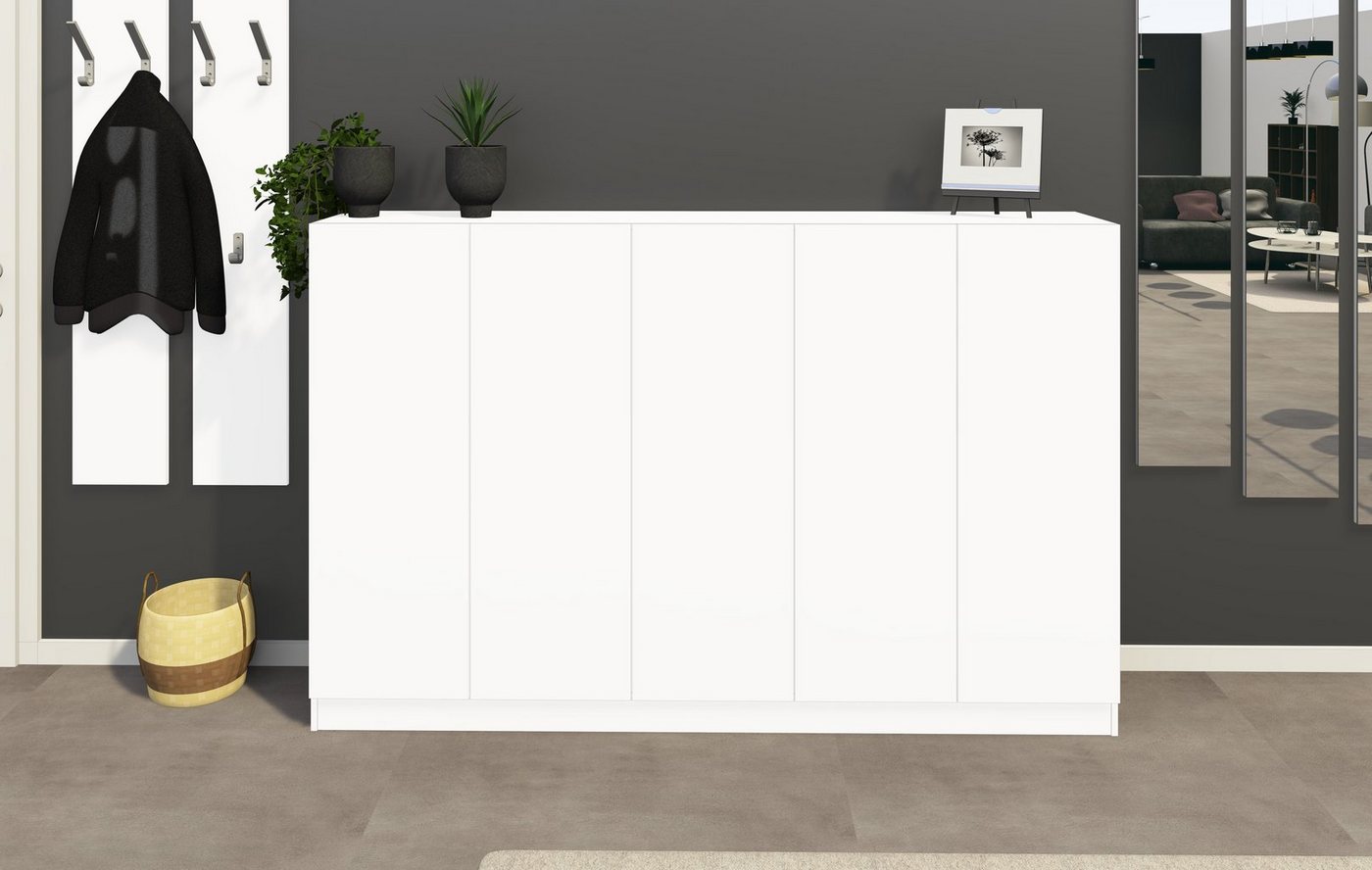 borchardt Möbel Schuhschrank Vaasa, Schuhregal 5-türig mit 18 verstellbaren Fächern Breite 190 cm, Höhe 120 cm, grifflose Optik – Bild 2 von 5