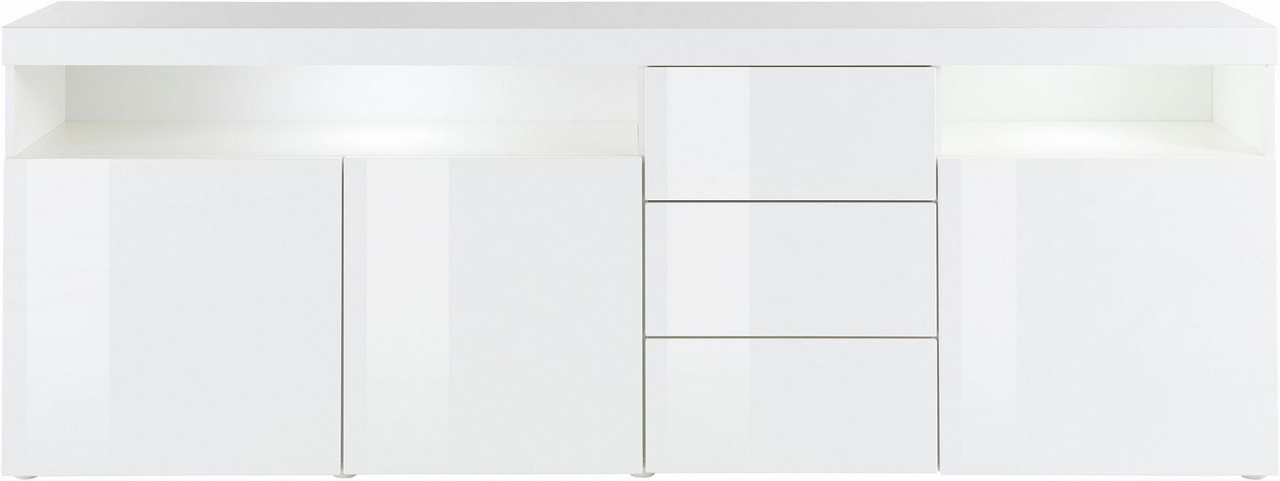 borchardt Möbel Sideboard Kapstadt, Kommode mit Push-to-open-Funktion, Hochglanz-Dekor, Breite 200cm mit viel Stauraum, 3 Schubfächern und 3 Türen – Bild 3 von 5