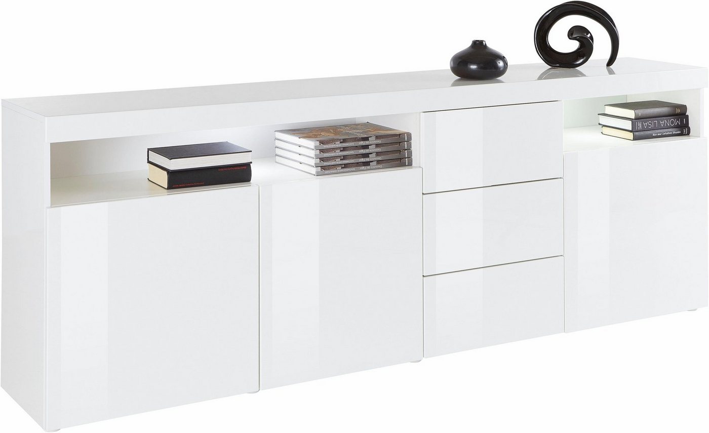 borchardt Möbel Sideboard Kapstadt, Kommode mit Push-to-open-Funktion, Hochglanz-Dekor, Breite 200cm mit viel Stauraum, 3 Schubfächern und 3 Türen – Bild 4 von 5