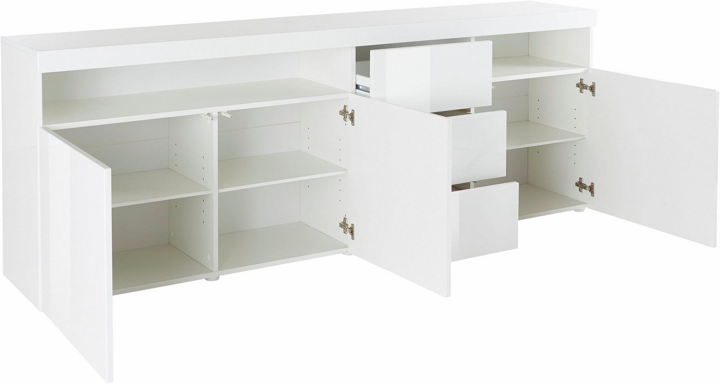 borchardt Möbel Sideboard Kapstadt, Kommode mit Push-to-open-Funktion, Hochglanz-Dekor, Breite 200cm mit viel Stauraum, 3 Schubfächern und 3 Türen – Bild 5 von 5