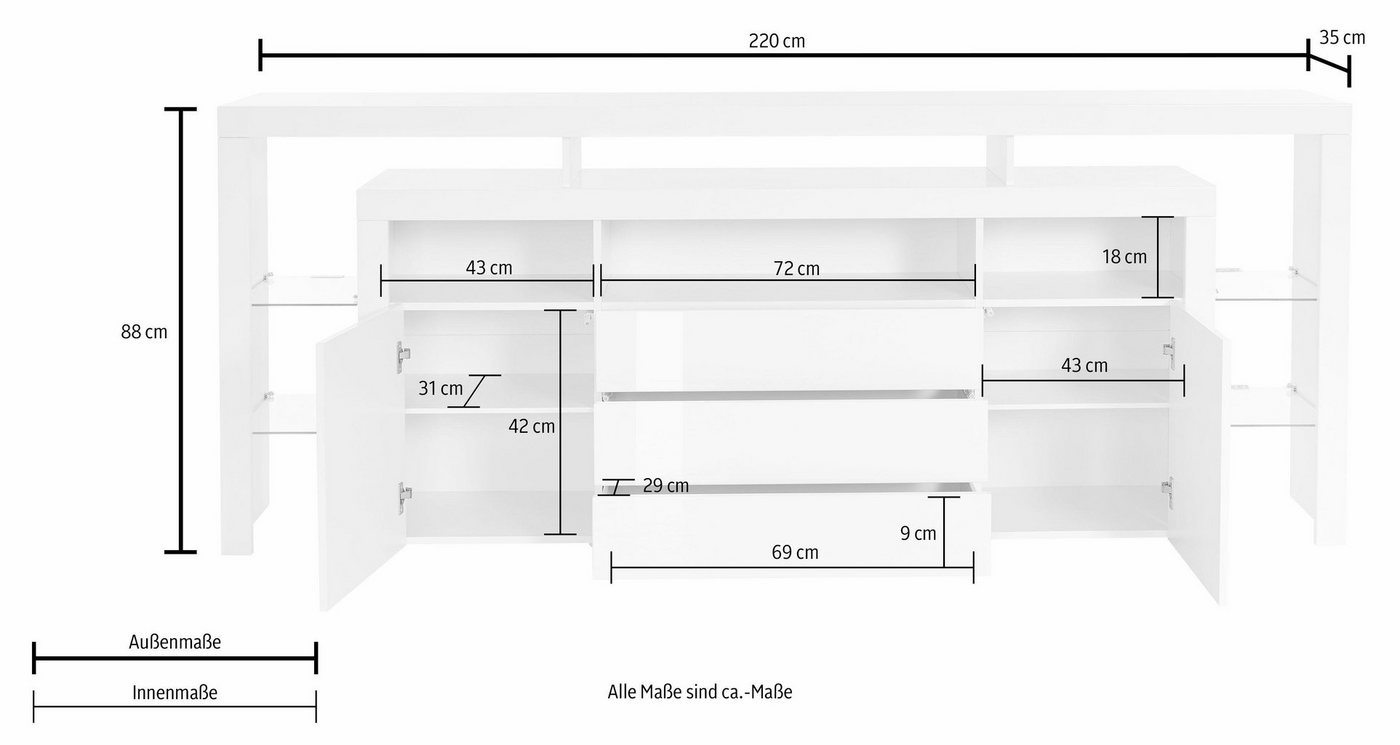 borchardt Möbel Sideboard Rosario, Breite 220 cm – Bild 5 von 5