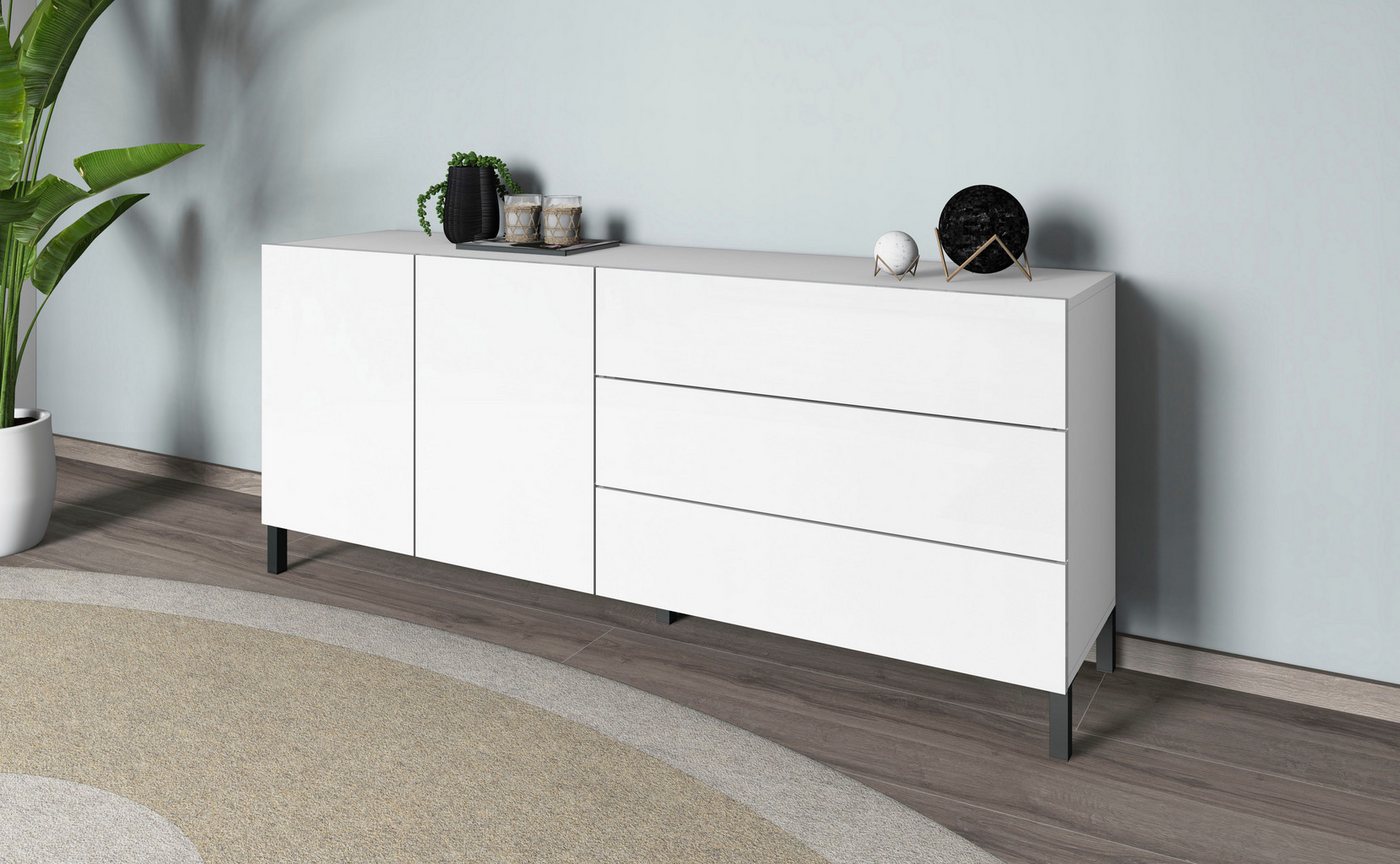borchardt Möbel Sideboard Sophia, Kommode mit Metallfüßen, 3 Schubkästen, Breite 152 oder 190 cm, grifflose Optik, viel Stauraum, verstellbare Böden – Bild 5 von 5