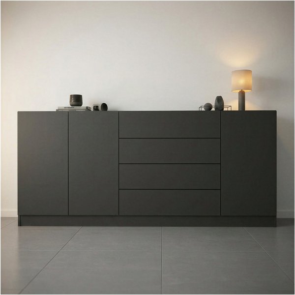 borchardt Möbel Sideboard Vaasa, Kommode mit 3 Türen und 4 Schubkästen auf Kugelführungen, Breite 190 cm