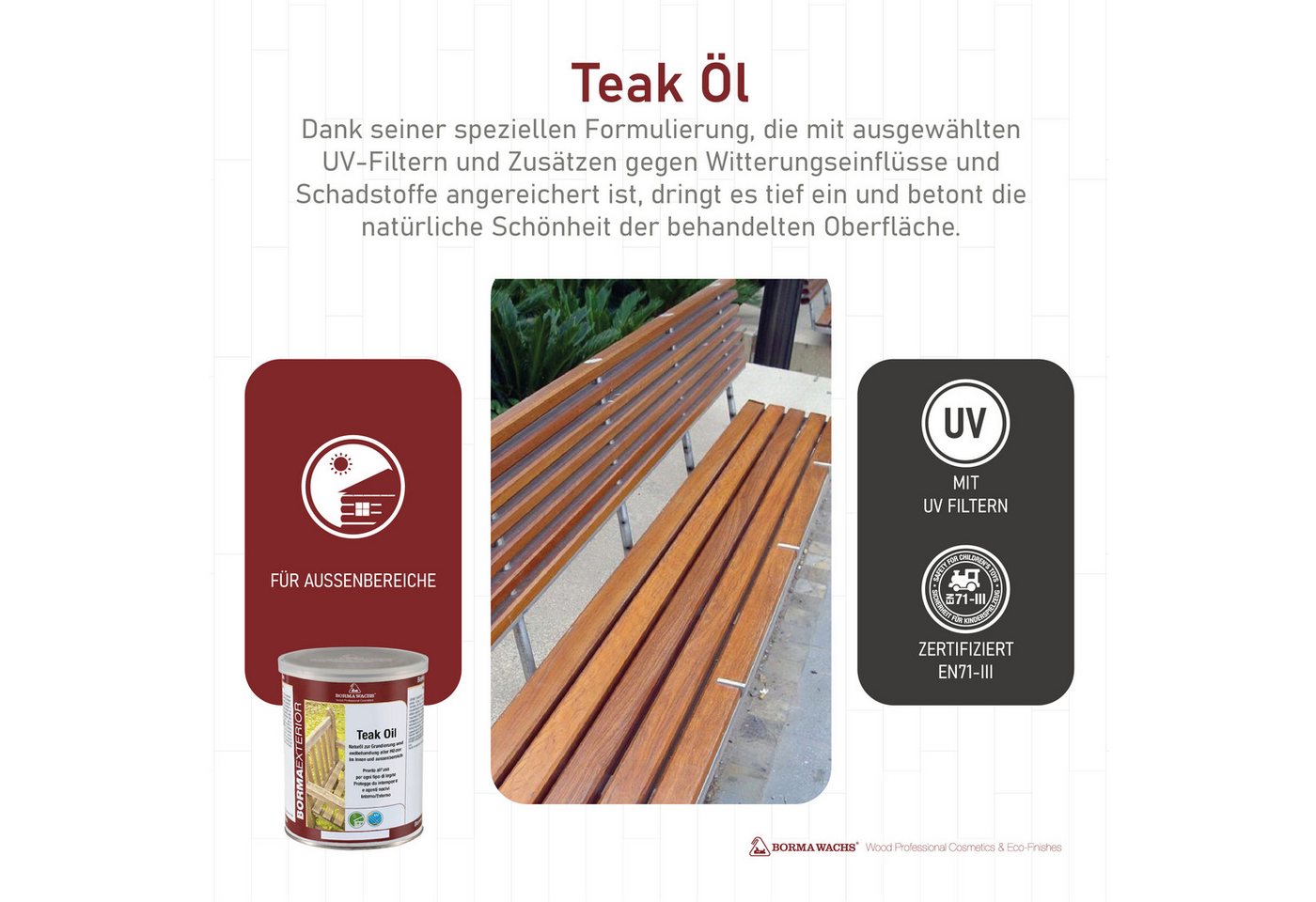 BORMA Holzöl Teaköl 500ml, Pflegeleicht – einfache Anwendung und spätere Auffrischung – Bild 4 von 5