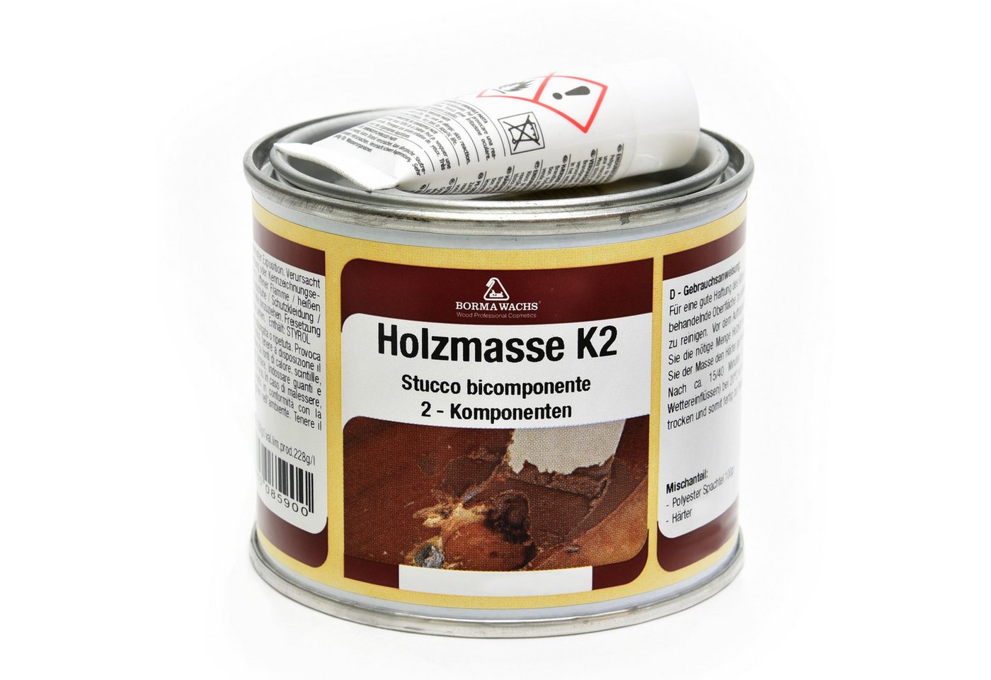 BORMA Spachtelmasse 2K Holzkitt, Schnelltrockned, 2K Holzmasse mit Härter – Bild 2 von 3