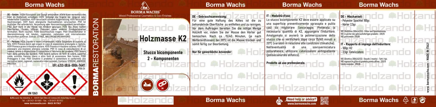 BORMA Spachtelmasse 2K Holzkitt, Schnelltrockned, 2K Holzmasse mit Härter – Bild 3 von 3