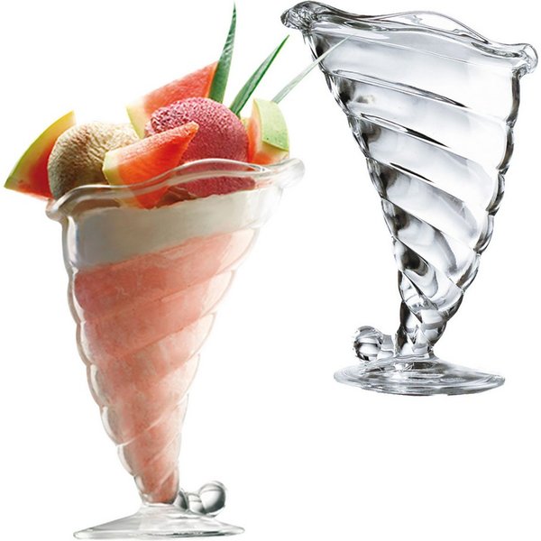 Bormioli Rocco Eisschale 2er Set Eisbecher Dessertbecher Fortuna klar, Glas 32,0 cl H. 18,0 cm, Glas