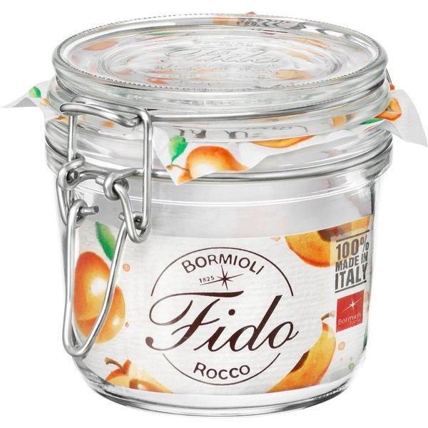 Bormioli Rocco Vorratsglas Vorratsglas "Fido" 0,35l, Glas, (Set, 6-tlg., 6 Stück, 0,35l Fassungsvermögen), gefriergeeignet, luftdicht verschließbar