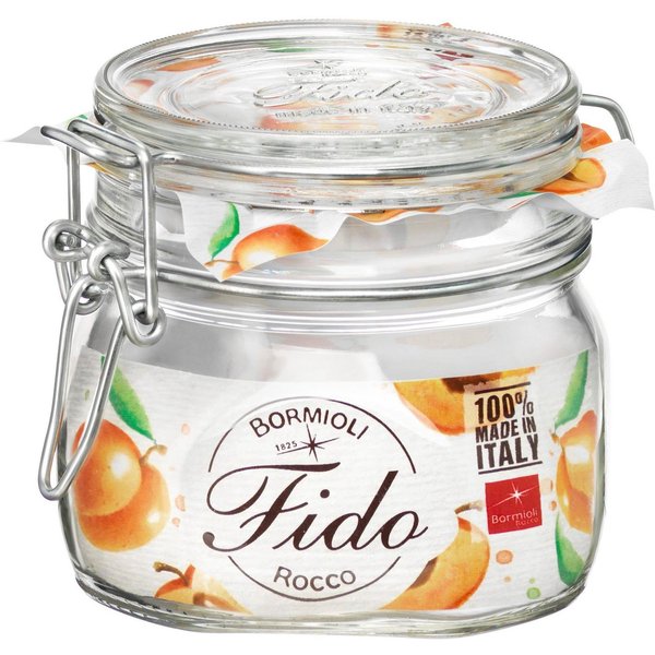 Bormioli Rocco Vorratsglas Fido, Glas, (Set, 6-tlg., 6 Stück, 0,5l Fassungsvermögen), luftdicht verschließbar, mit Bügelverschluß