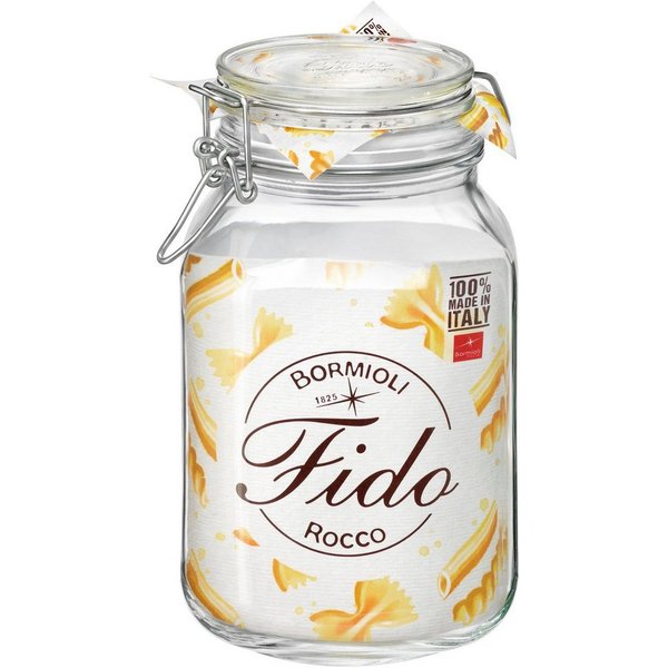 Bormioli Rocco Vorratsglas Fido, Glas, (Set, 6-tlg., 6 Stück, 2,0l Fassungsvermögen), luftdicht verschließbar, mit Bügelverschluß