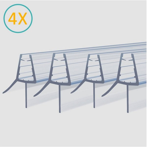 Boromal Duschdichtung 2 4 Stück Ersatzdichtung Wasserabweiser für 4/5/6mm Glas, L: 100 cm, (Schwallschutz, 4-St., für Glastür Duschtür Duschkabine), mit zwei Li