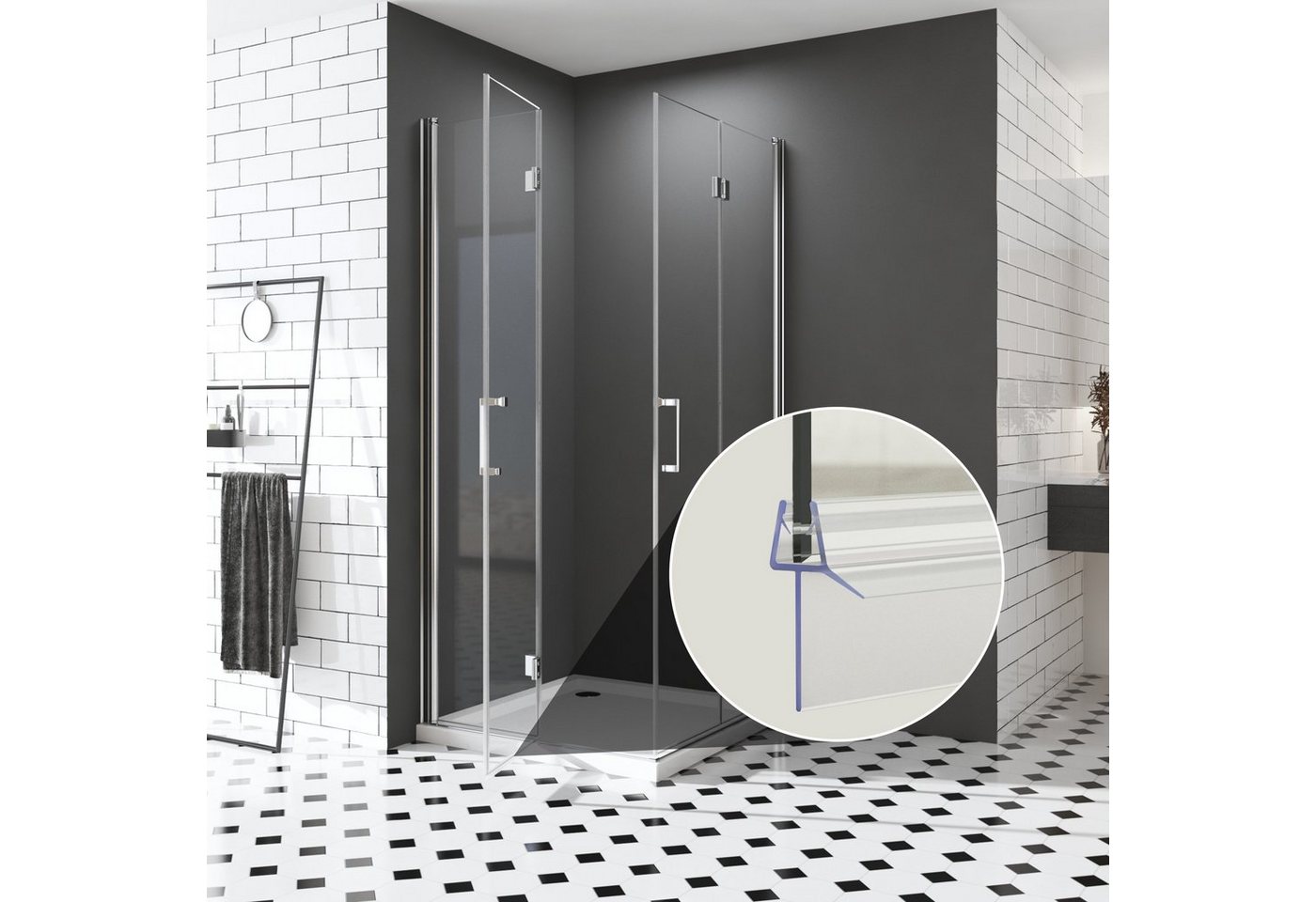 Boromal Duschdichtung 2 4 Stück Ersatzdichtung Wasserabweiser für 4/5/6mm Glas, L: 100 cm, (Schwallschutz, 2-St., für Glastür Duschtür Duschkabine), mit zwei Li – Bild 5 von 5