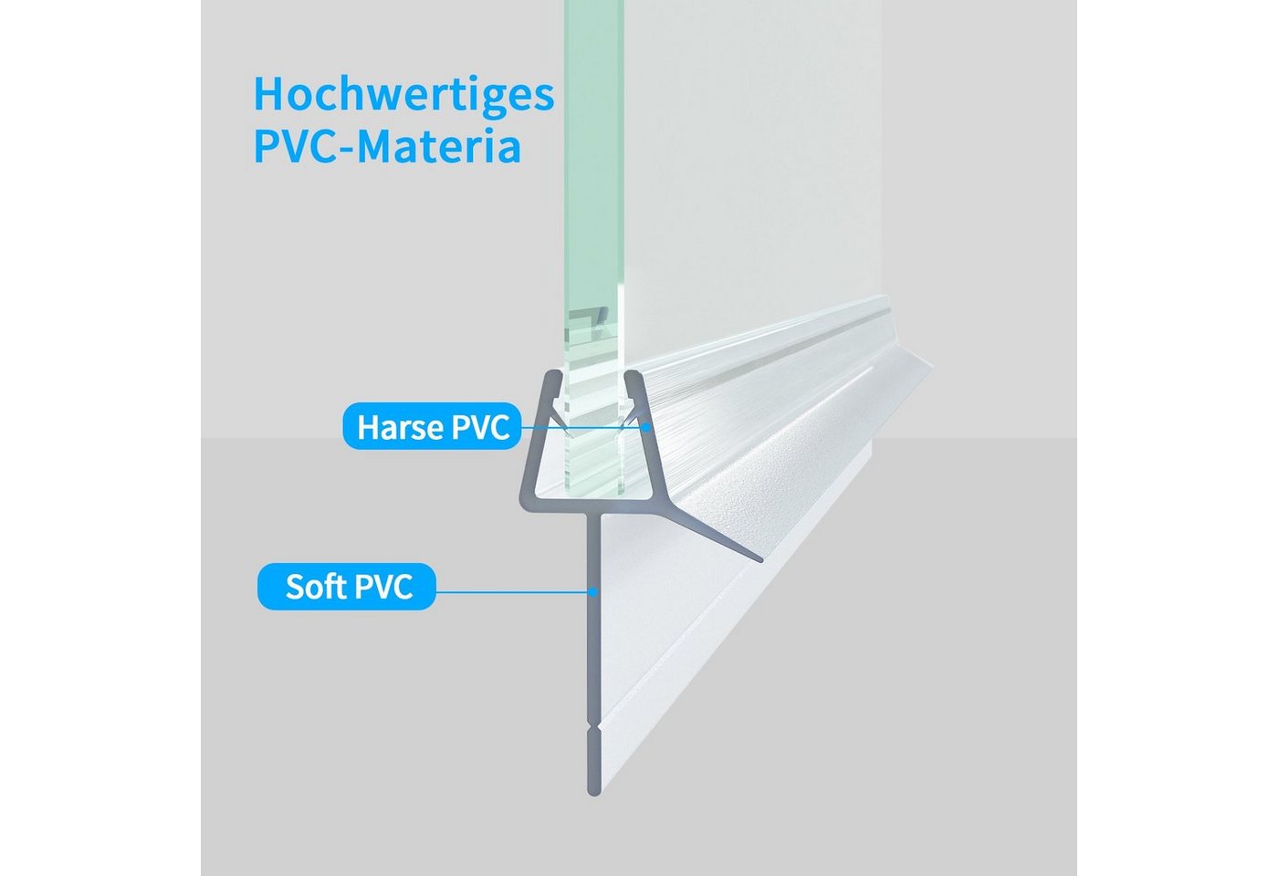 Boromal Duschdichtung 2 4 Stück Wasserabweiser Ersatzdichtung für 5 6 7 8 mm Glas, L: 100 cm, (Schwallschutz, 2-St., für Duschkabine Glastür Duschtür), mit zwei – Bild 5 von 5