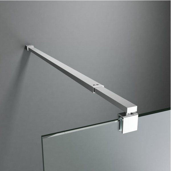 Boromal Duschwand-Stabilisationsstange Dusche Schwarz Chrom für 5-10mm Haltestange Duschwand 73-123cm, (Stabilisator 360° Drehbar, Rechteckig), für Walk In Dusc