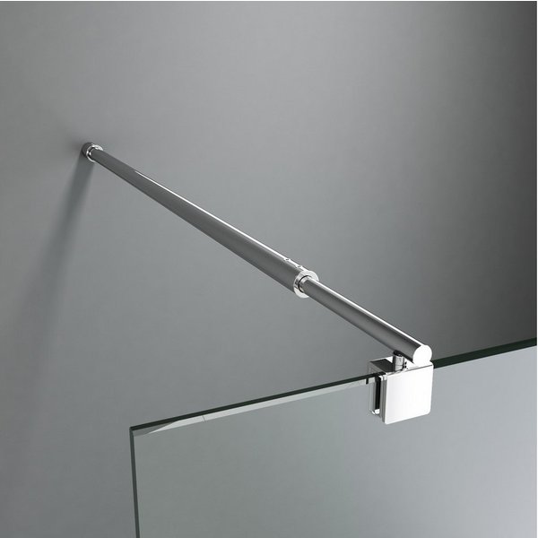 Boromal Duschwand-Stabilisationsstange für 5-10mm haltestange duschwand 73-123cm 360° Drehbar, (Stabilisator, Rund), für Walk In Duschwand Duschabtrennung Dusch