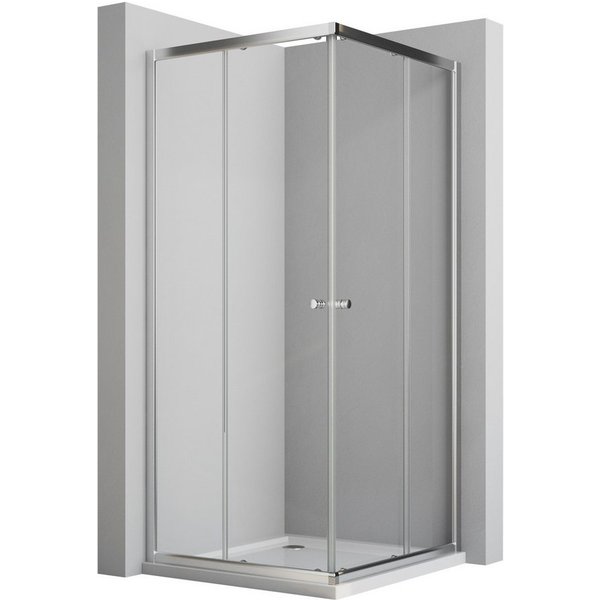 Boromal Eckdusche Duschkabine 75x90 90x75 Schiebetür Duschabtrennung 185H 5mm ESG Glas, BxT: 75x90 cm, Einscheibensicherheitsglas, Duschwand Duschabtrennung