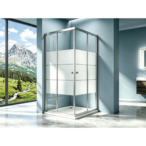 Boromal Eckdusche Duschkabine 90x90 80x80 75x90 75x75 Eckeinstieg Schiebetür H:185cm, BxT: 75x90 cm, Sicherheitsglas, verstellbar Aluprofil, Alurahmen, Duschabt