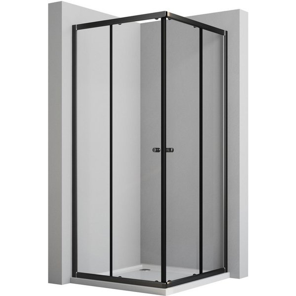 Boromal Eckdusche Duschkabine Schwarz 80x100 90x90 Schiebetür Eckeinstieg Dusche, BxT: 75x80 cm, sicherheitsglas, Dusche Duschwand Glas Duschabtrennung