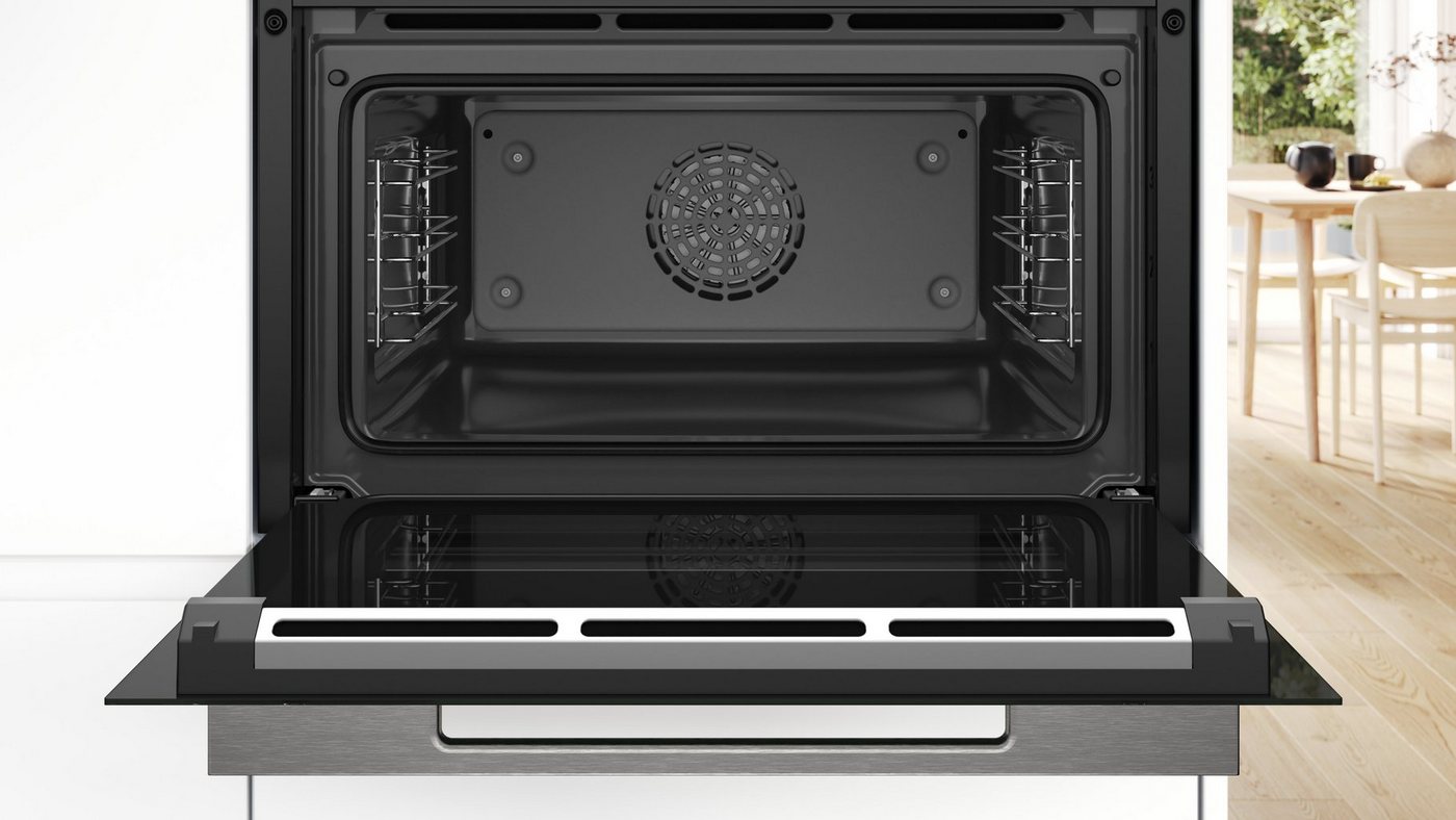 BOSCH Backofen Serie 8 CBG7341B1, mit Teleskopauszug nachrüstbar, Innovativer digitaler Bedienring & praktische Abschaltautomatik – Bild 3 von 5