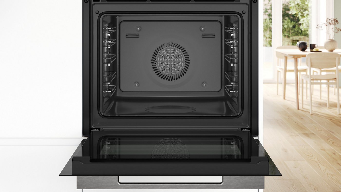 BOSCH Backofen Serie 8 HBG7363B1, mit Teleskopauszug nachrüstbar, Innovativer digitaler Bedienring & praktische Abschaltautomatik – Bild 2 von 5
