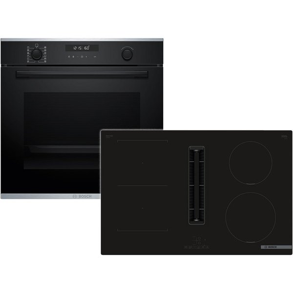 BOSCH Backofen-Set, mit Teleskopauszug nachrüstbar, Pyrolyse-Selbstreinigung, Timer, TouchControl-Bedienung