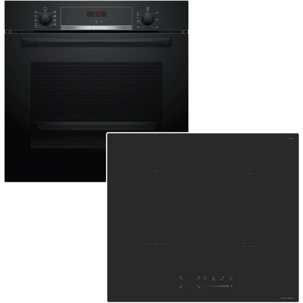 BOSCH Backofen-Set Einbauherd Hydrolyse + KEENBERK Premium mattes Induktionskochfeld 60cm, mit 1-fach Teilauszug, Hydrolyse EcoClean Direct