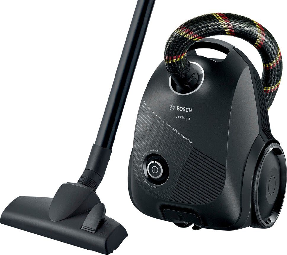 BOSCH Bodenstaubsauger Serie 2 BGDS2CHAMP, aus Recyclingmaterial, 10 Jahre Motorgarantie, 600 W, mit Beutel, kompakt, leistungsstark, Made in Germany, schwarz – Bild 2 von 5