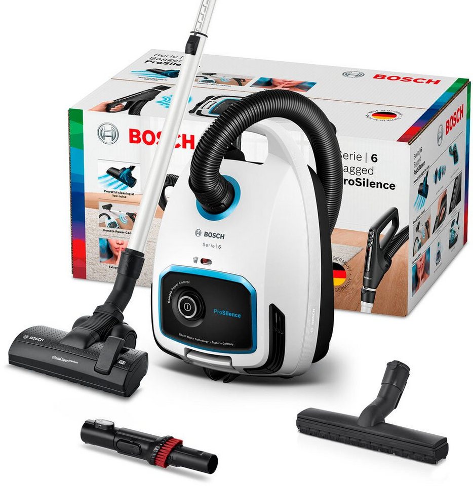 BOSCH Bodenstaubsauger Serie 6 ProSilence BGL6TSIL, Hygiene-Filter, 10 Jahre Motorgarantie, 700 W, mit Beutel, Leistungsregulierung am Handgriff, langes Kabel,  – Bild 2 von 5