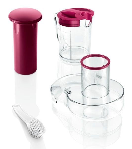 BOSCH Entsafter VitaJuice 2 MES25C0, XL-Einfüllschacht, Edelstahl-Microfilter-Sieb, 700 W, Ausgießer mit DripStop, spülmaschinengeeignet, weiß / cherry cassis – Bild 5 von 5