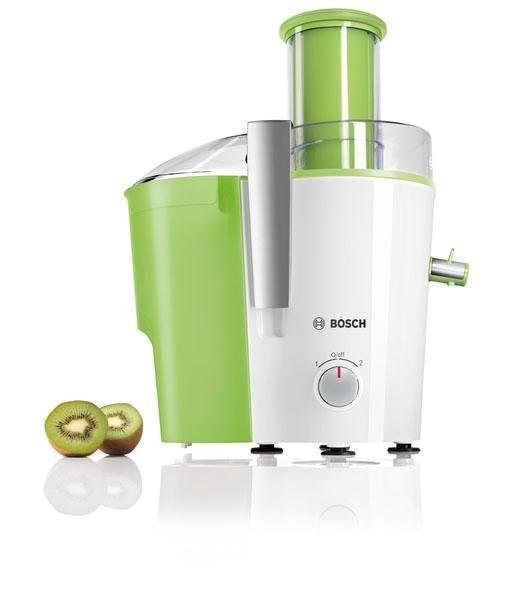 BOSCH Entsafter VitaJuice 2 MES25G0, XL-Einfüllschacht, Edelstahl-Microfilter-Sieb, 700 W, Ausgießer mit DripStop, spülmaschinengeeignet, weiß / grün – Bild 3 von 5