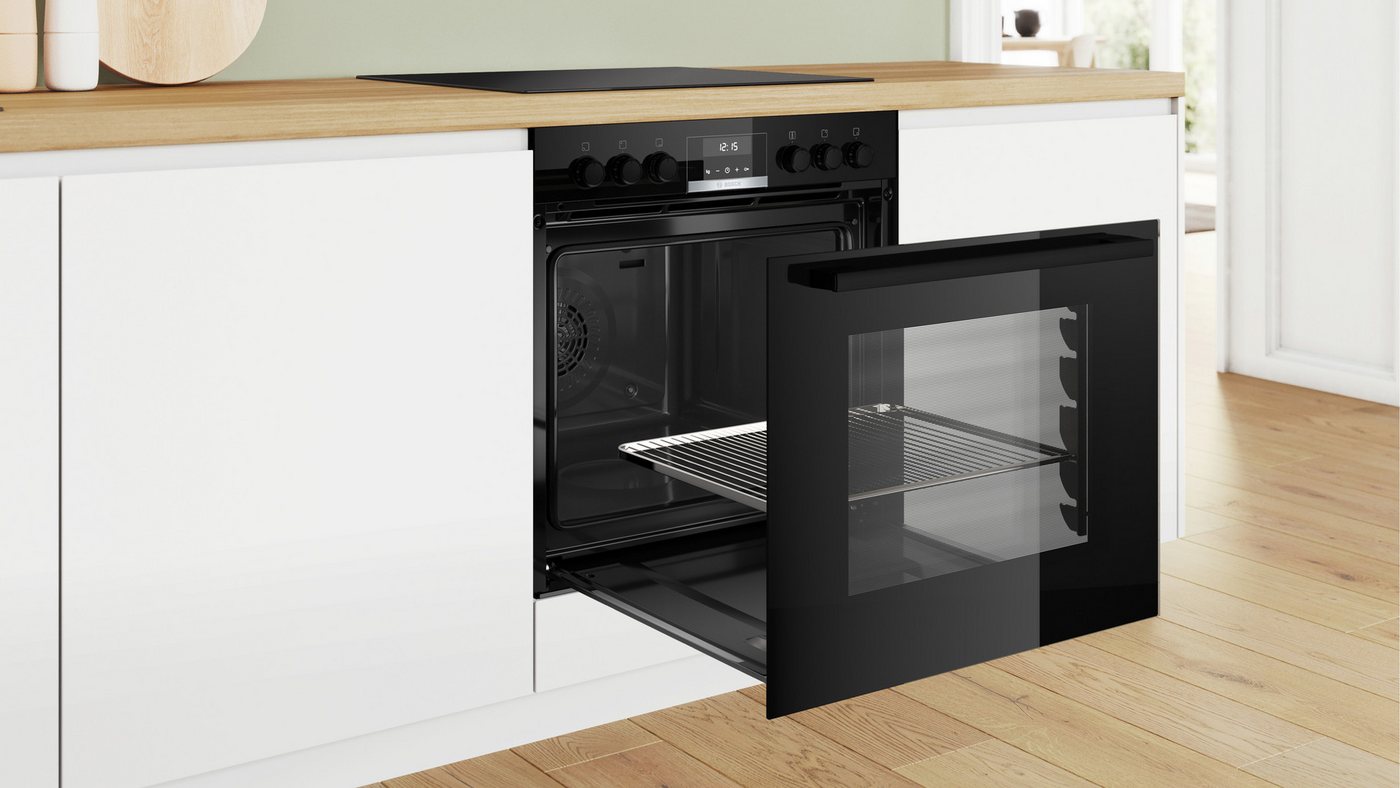 BOSCH Flex-Induktions-Herd-Set HND619LS67, mit Backwagen, Hydrolyse, Backwagen mit ausziehbarer Tür für bequemes Kochen & Backen – Bild 2 von 5