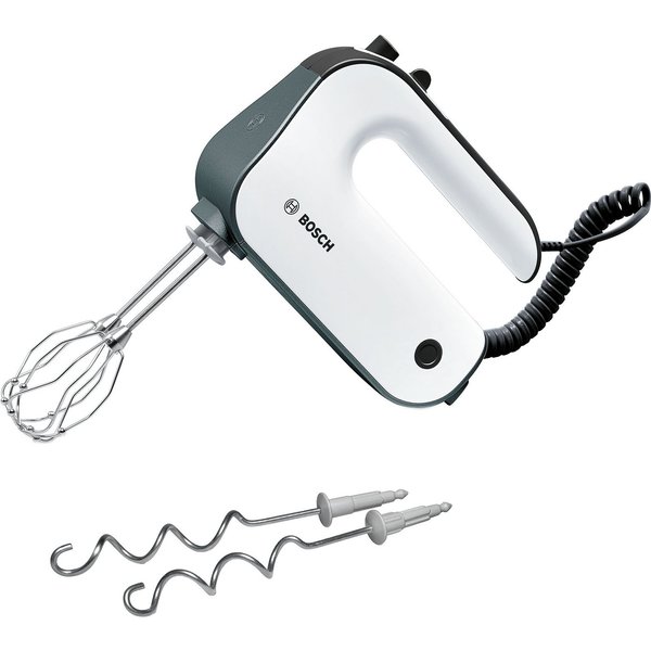 BOSCH Handmixer MFQ49300, Edelst. Rührbesen/Knethaken, 5 Stufen, Spiralkabel, 850 W, Turbotaste, Soft-Touch-Griff, leichtes Gehäuse, Made in Europe