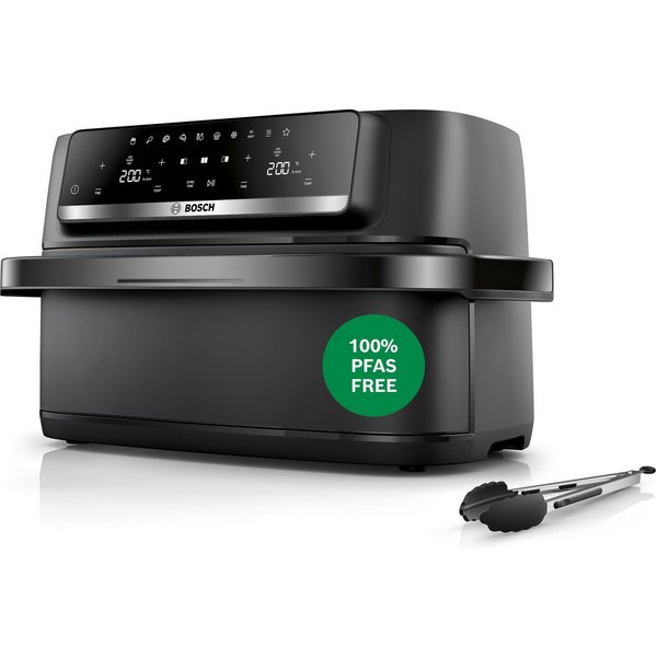 BOSCH Heißluftfritteuse Airfryer MAFD490B7, Dualbasket, 10 L oder 2* 5L Kammern, schwarz, 2500 W, PFAs frei, einfache Reinigung, 6 voreingestellte Programme