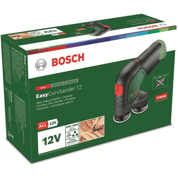 Bosch Home & Garden Akku-Multischleifer EasyCurvSander 12, max. 1800 U/min, (15 tlg), Ohne Akku, 12 Volt System, im Karton