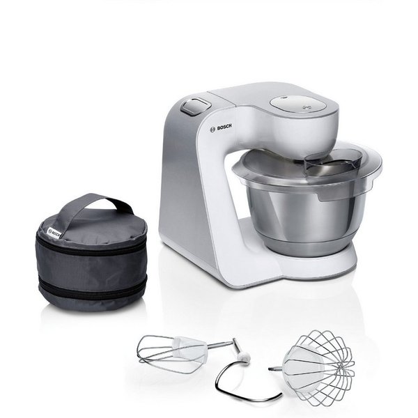 BOSCH Küchenmaschine MUM58200 Serie 4 Knethaken, Rühr- & Schneebesen aus Edelstahl, 1000 W, 3,9 l Schüssel, Zubehörtasche, Edelstahlschüssel spülmaschinenfest, 